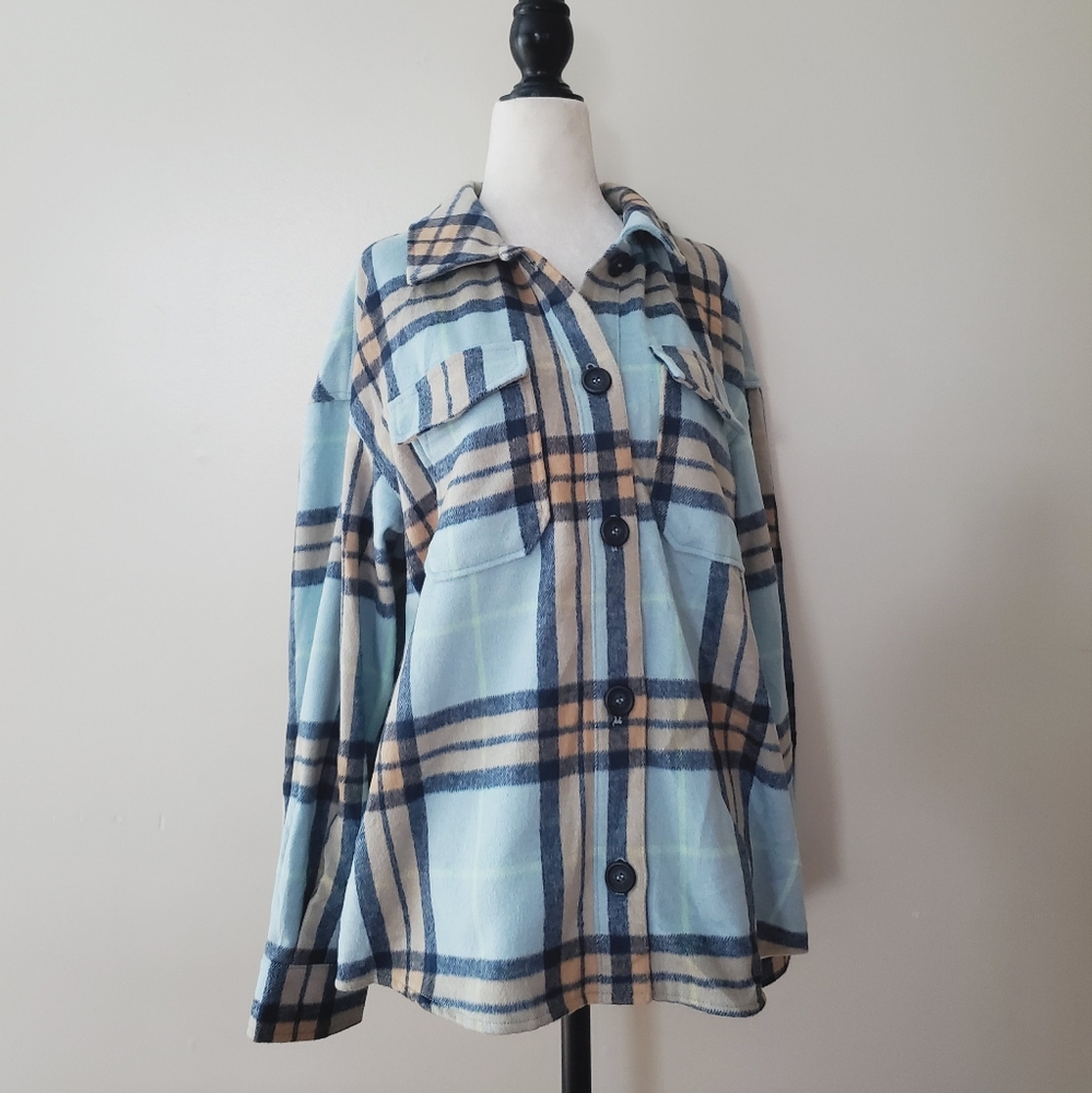 Anthropologie Avec Les Filles Plaid Fleece Shacket